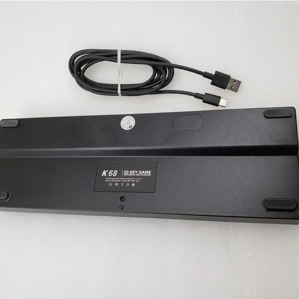 K68 68-Key Wired Gaming Keyboard Mechanical Feel Membrane Compact
